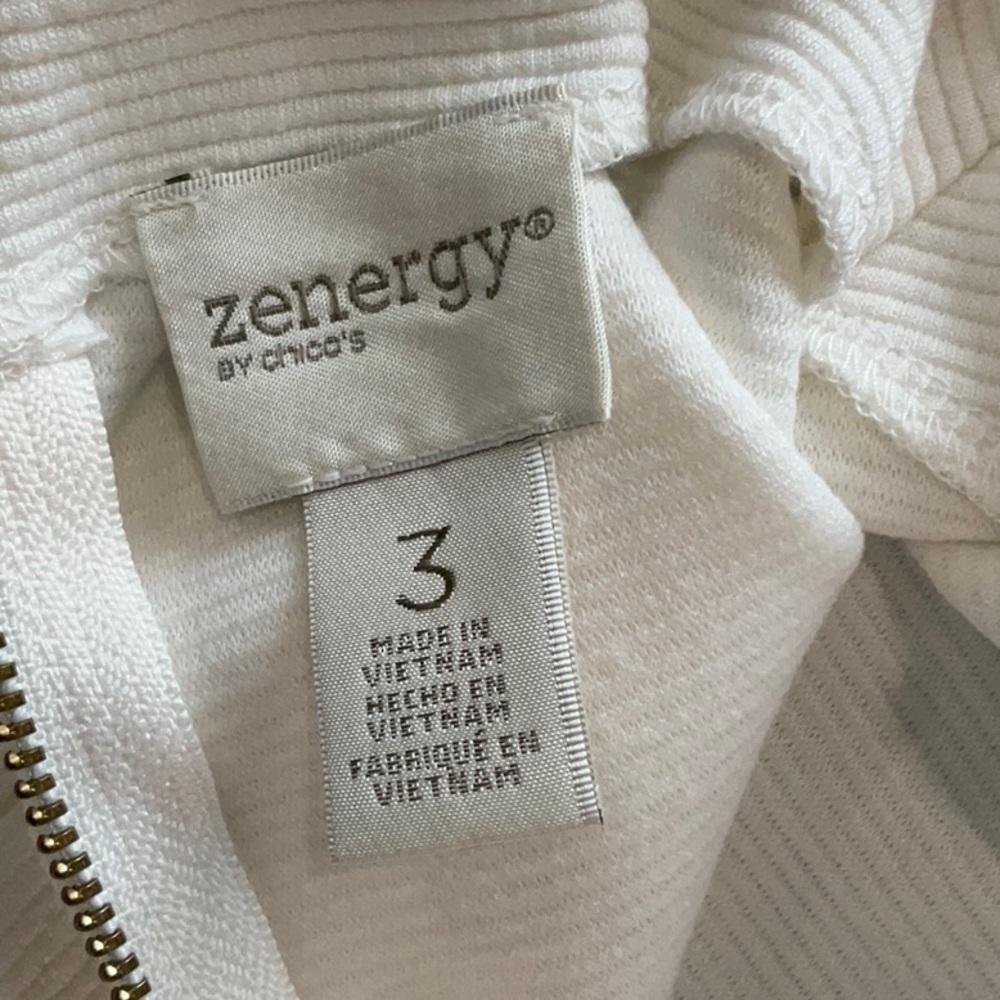 ZENERGY White Quarter Zip Tunic w/Tyra Cold Shoulder Sleeves Size 3 (Size 16) - Picture 7 of 9